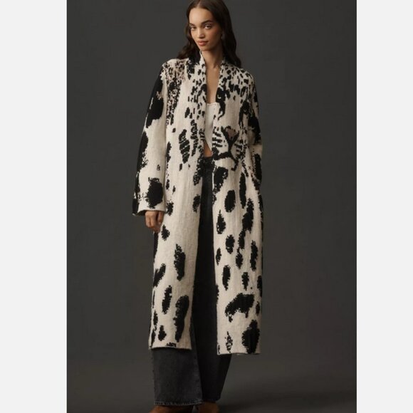 Anthropologie Pilcro Leopard Print Sweater Duster Cardigan Jacket XS XXS NWT - Picture 2 of 8